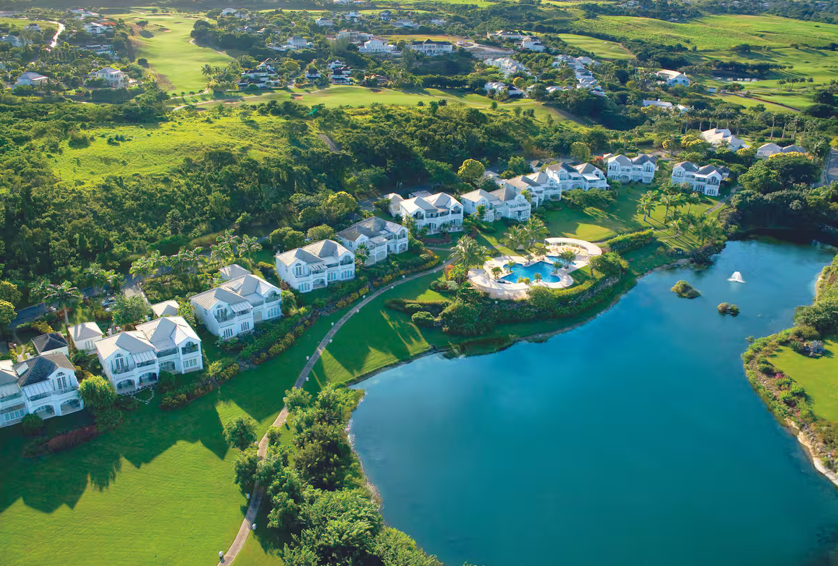 Barbados golf estate with landscaped fairways